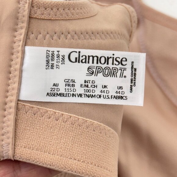 Glamorise Womens Beige High Support Sport Bra Size 44D Moisture-Wicking Fabric - Picture 6 of 11